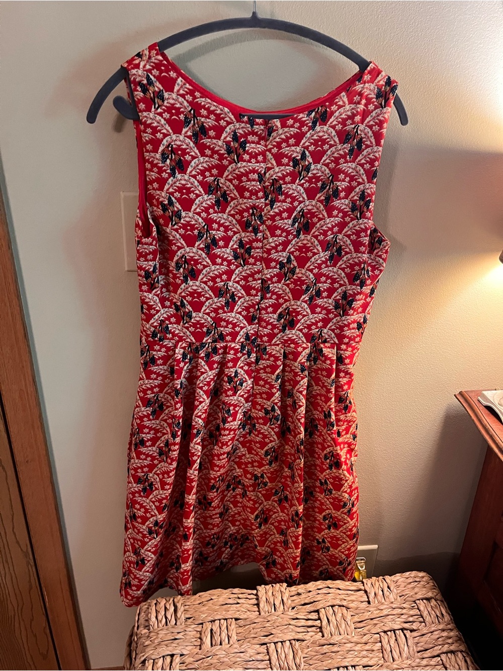 Red Patterned Sleeveless Mini Dress - Picture 2 of 3